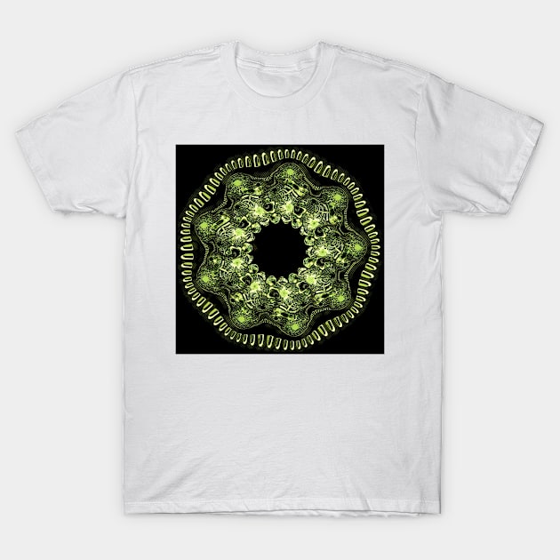 beyond simple fractals minute spirals in yellow gold T-Shirt by mister-john